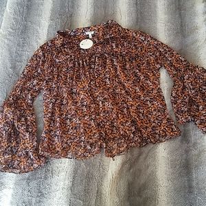 En Creme Floral Boho Shirt NWT